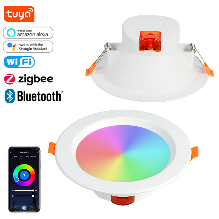 EZELED Wholesale Modern RGB Dimmable Zigbee Smart Anti-Glare Recessed Decorative Round 5W 7W 9W 15W Ceiling Led Downlight