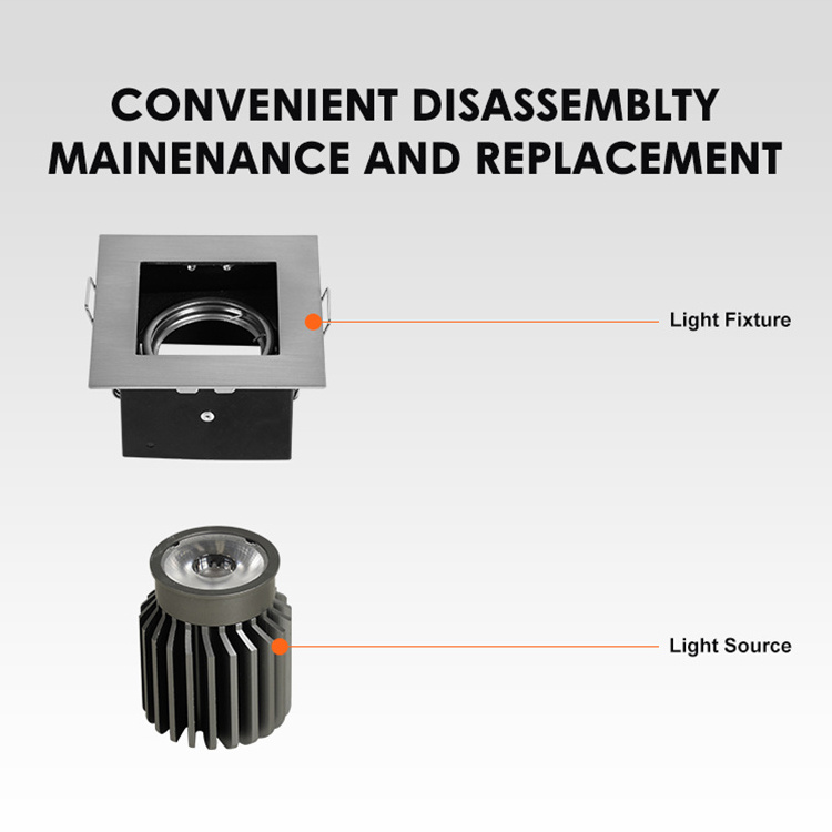Commercial Down Light 3000k Anti Glare Mr16 Led Downlight Spotlight Aluminum Square Cob Ceiling Spot Light
