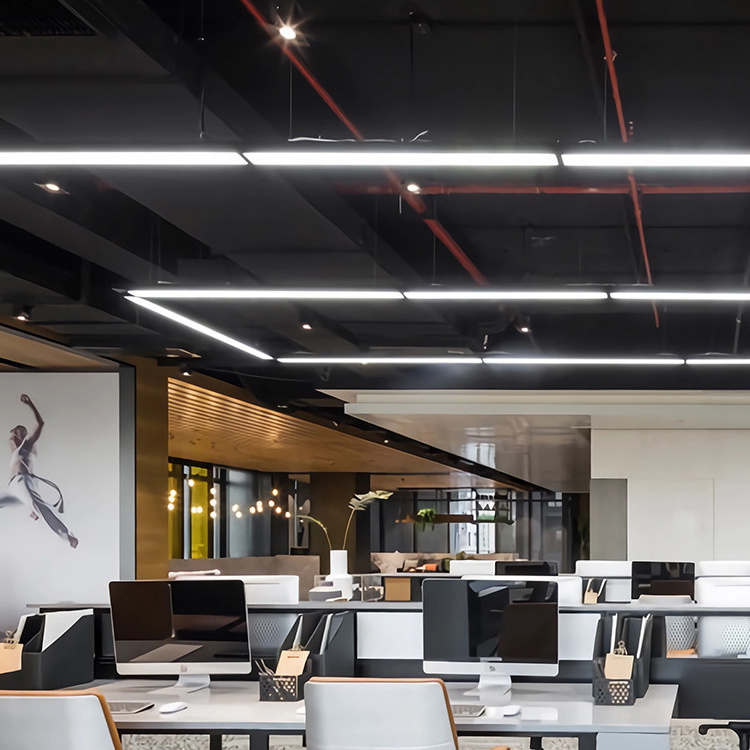 EZELED Modern Commercial Indoor Office Aluminum Anti-Glare Linkable Surface Mounted Ceiling Suspended Led Pendant Linear Light