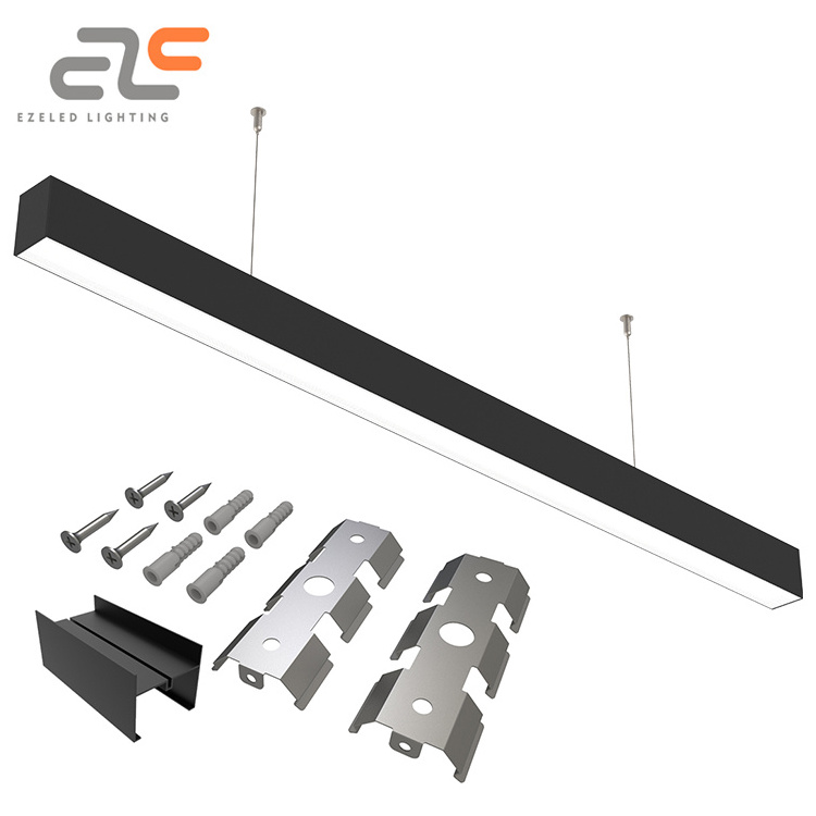 EZELED Modern Commercial Indoor Office Aluminum Anti-Glare Linkable Surface Mounted Ceiling Suspended Led Pendant Linear Light