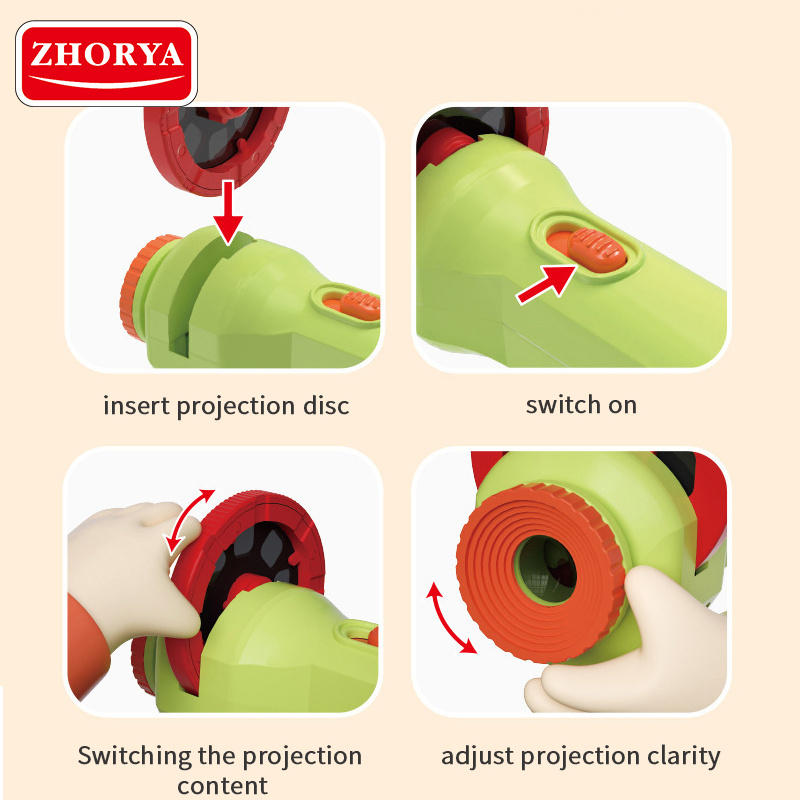 Zhorya Hot sell Cute Cartoon Creativity Mini Projector Flashlight Torch Lamp Toy For kids