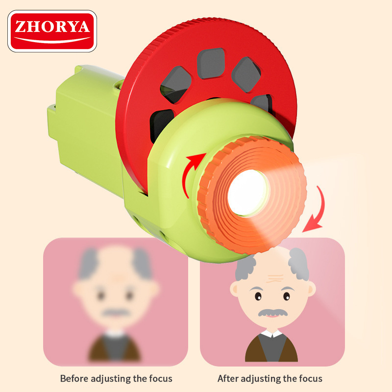 Zhorya Hot sell Cute Cartoon Creativity Mini Projector Flashlight Torch Lamp Toy For kids