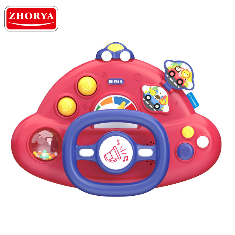 Zhorya Kids Learning Driving Scene Steering Wheel Toy 360 Rotation Pushing Car driving toys simulation juguetes with Sound