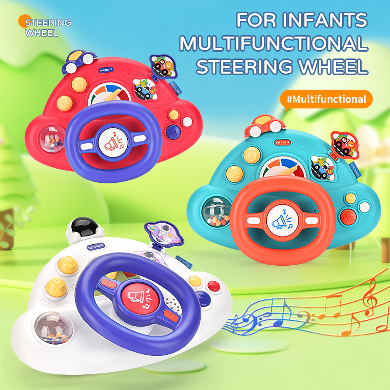 Zhorya Kids Learning Driving Scene Steering Wheel Toy 360 Rotation Pushing Car driving toys simulation juguetes with Sound