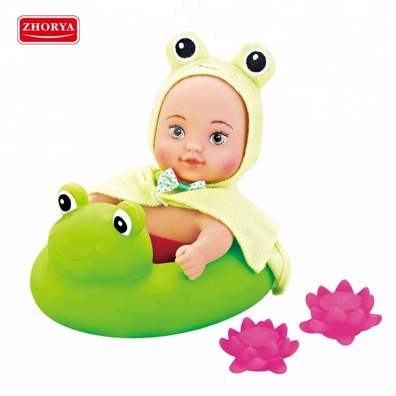 Cartoon frog duck squirt floating duck rubber bath toy with doll