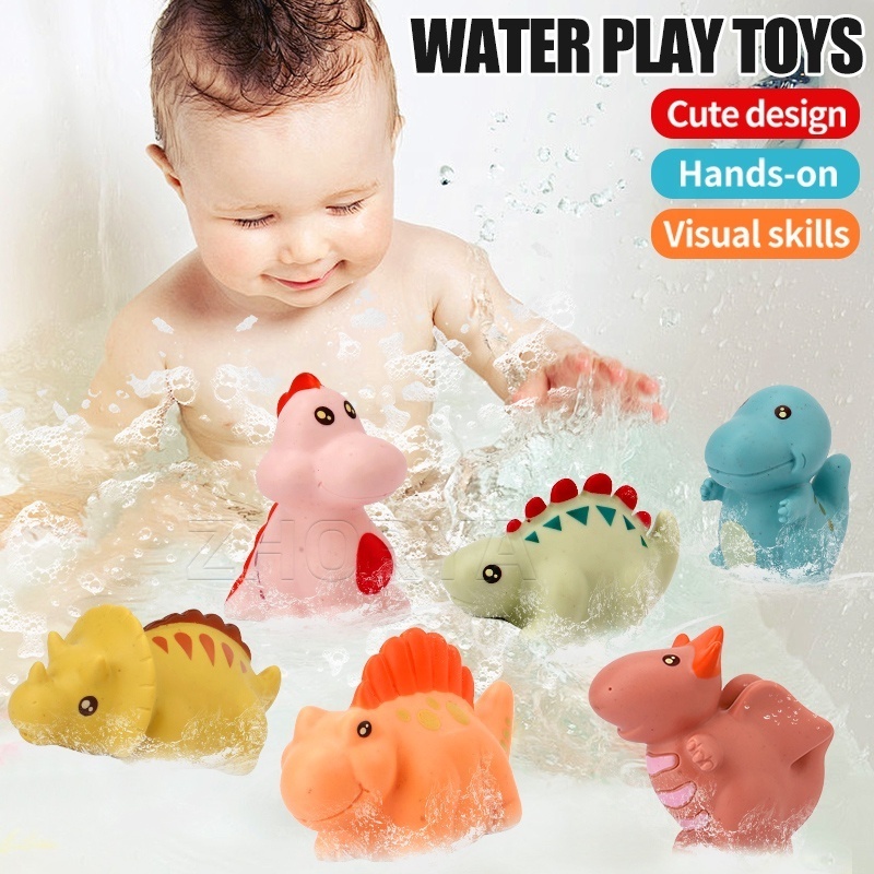 Zhorya Toddler Kawaii Animals Dinosaur Water Spray Baby Bath Toy Safe Non Toxic Silicone Baby Water Sprinkler Bath Shower Toys