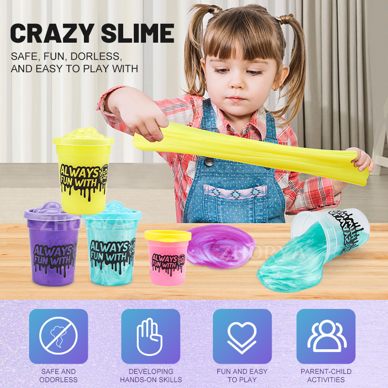 Zhorya 3 Colors Ice Cream Playdough Slime Toys Set Non-toxic Diy Slime Making Kit For Kids