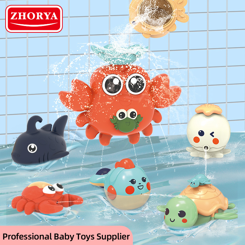 Zhorya crab whale swimming turtle spray shower water tub children kids animal baby bath toys set