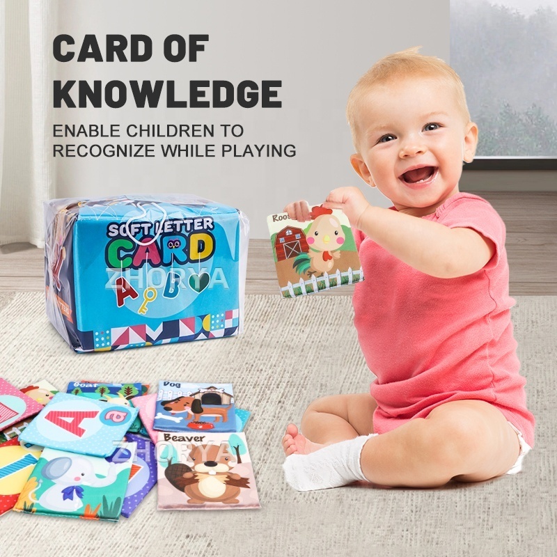 Zhorya Baby Cloth Book Set English Reading Books 26 Letter Learning Cards Early Educational Memory Toys For Kids