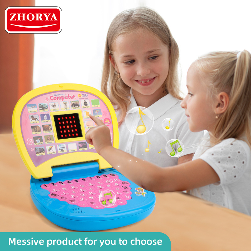 Zhorya learning educational toys chinese and english language laptop computer kids intelligent learning machine with LED