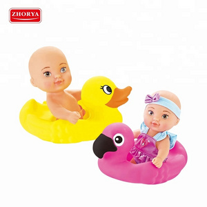 Cartoon frog duck squirt floating duck rubber bath toy with doll