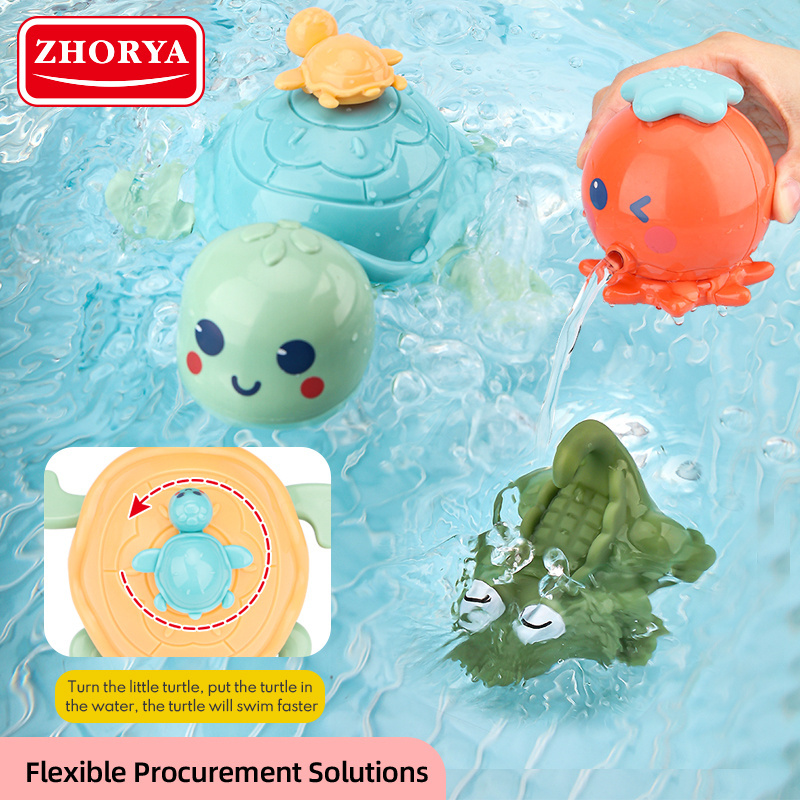 Zhorya crab whale swimming turtle spray shower water tub children kids animal baby bath toys set