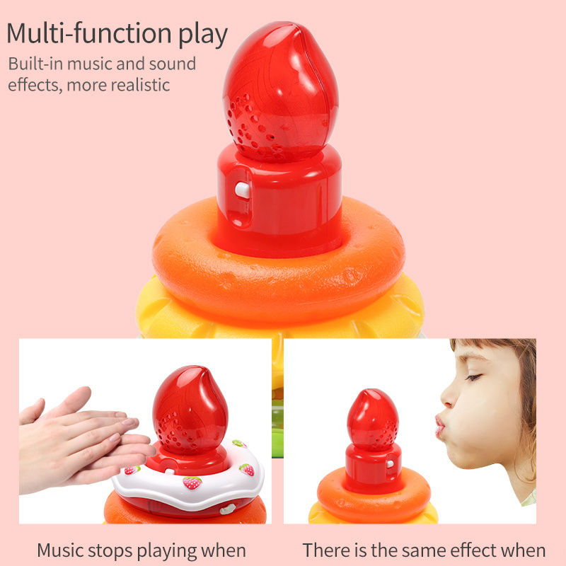 First year natural birthday candles shape gift plastic baby toy educational stack up toy baby rainbow stack ring tumbler toy