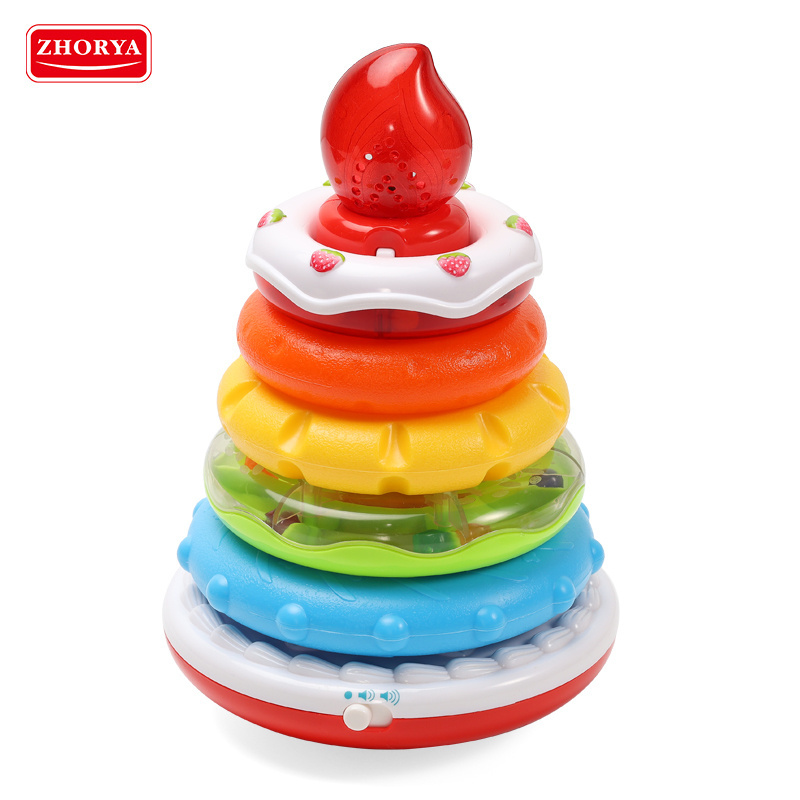 First year natural birthday candles shape gift plastic baby toy educational stack up toy baby rainbow stack ring tumbler toy