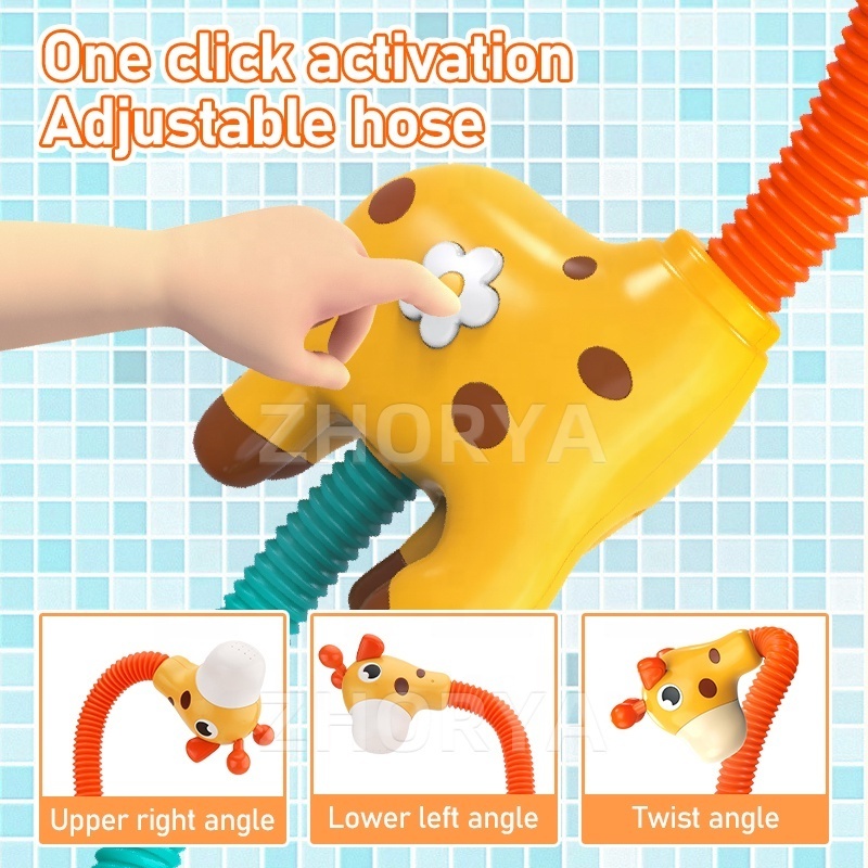 Zhorya Giraffe Baby Bath Toys Electric Shower Spray Water Sprinkler Kids Bathtub Toy