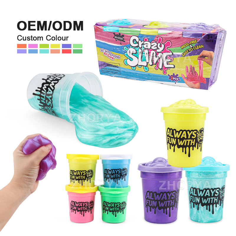 Zhorya 3 Colors Ice Cream Playdough Slime Toys Set Non-toxic Diy Slime Making Kit For Kids