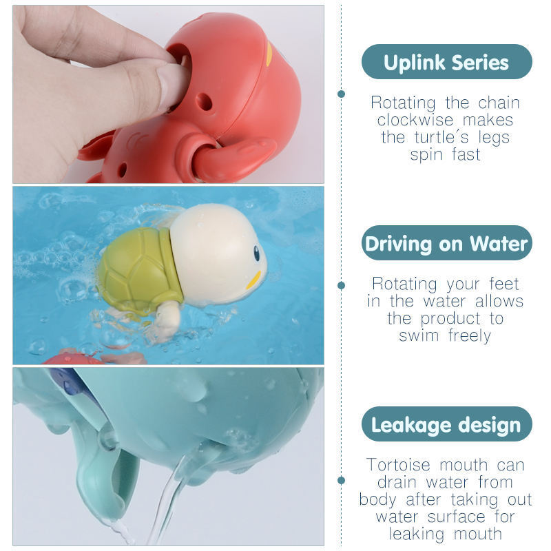 Zhorya Cute Swimming Turtle Bath Toys Floating Wind Up Small Bathroom Toys Water Animal Bath Toy For Kids