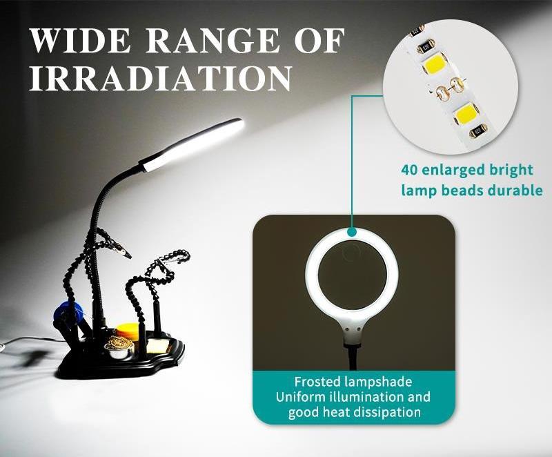 16 high-brightness LED lights 2.5x+6.5x high-magnification for Soldering Helping Hand with LED Magnifier Pro'skit SN-396N