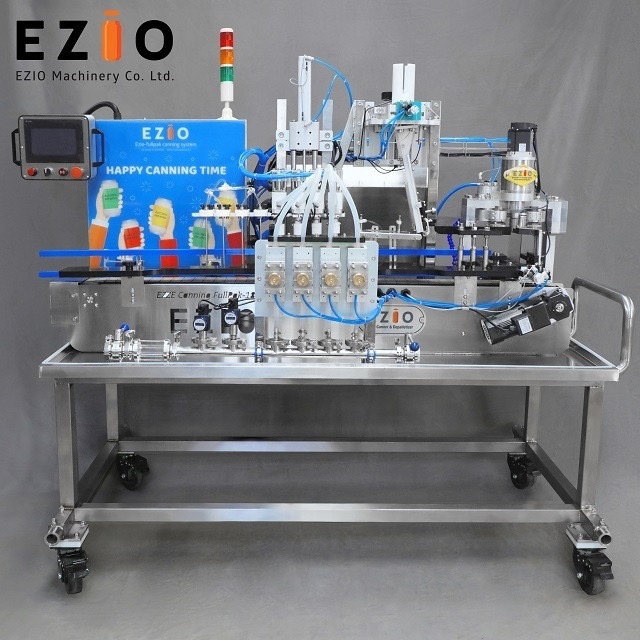 EZIO-FULLPAK1800 Small Footprint Craft Beer Canning Machine / Beer Can Filling Line Machine Mobile Canner