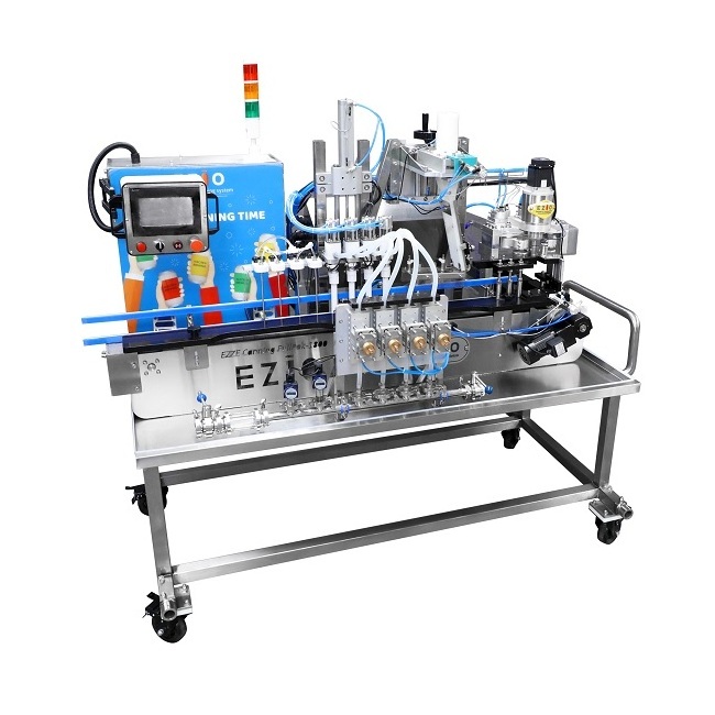 EZIO-FULLPAK1800 Small Footprint Craft Beer Canning Machine / Beer Can Filling Line Machine Mobile Canner