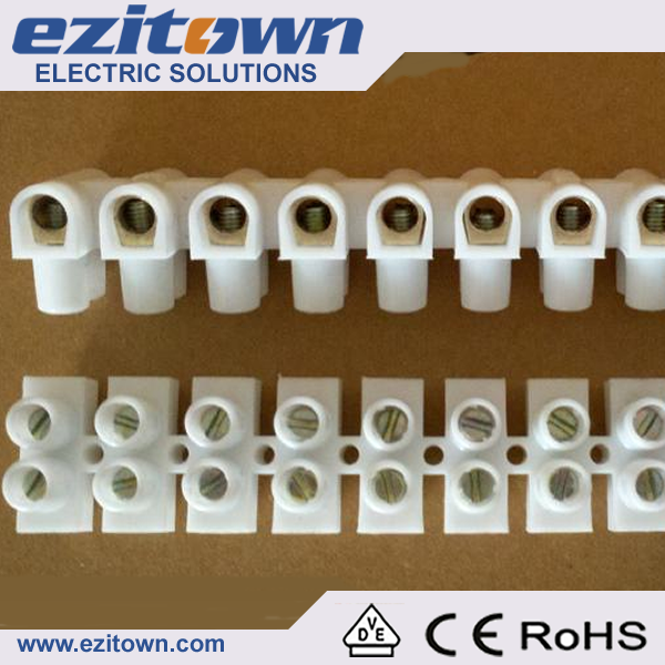 TBS 25mm 5mm pitch combined fixed small white barrier type terminal block ,with wire protector barrier block terminal connector