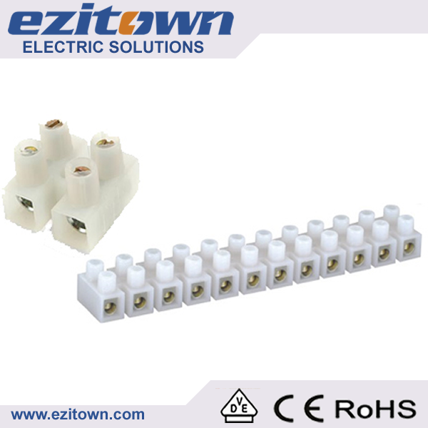 TBS 25mm 5mm pitch combined fixed small white barrier type terminal block ,with wire protector barrier block terminal connector