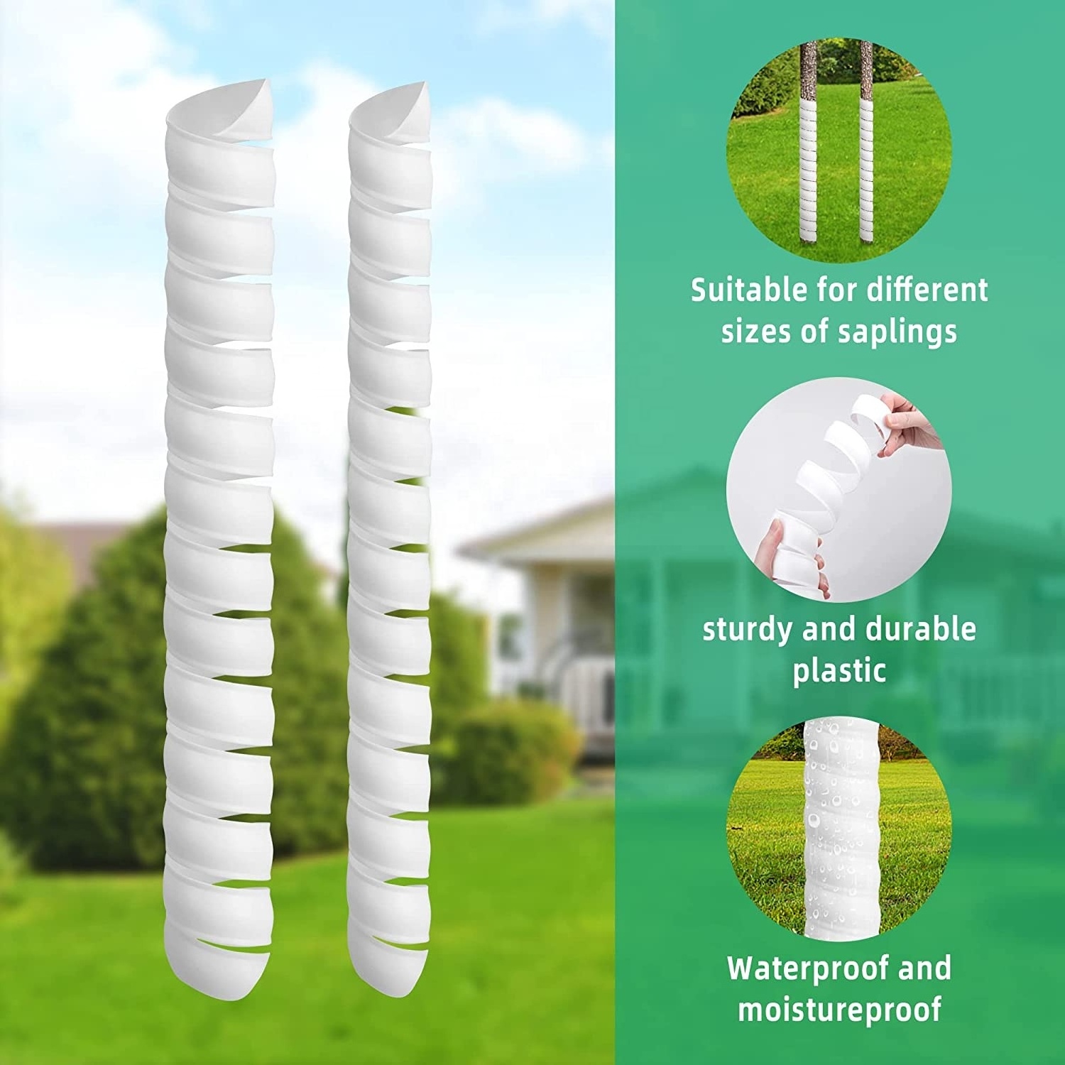 Tree Trunk Protector 2 Size Plastic Spiral Tree Bark Protector Tube Wraps Saplings Plants from Deer Tree Guards Trunk Protector