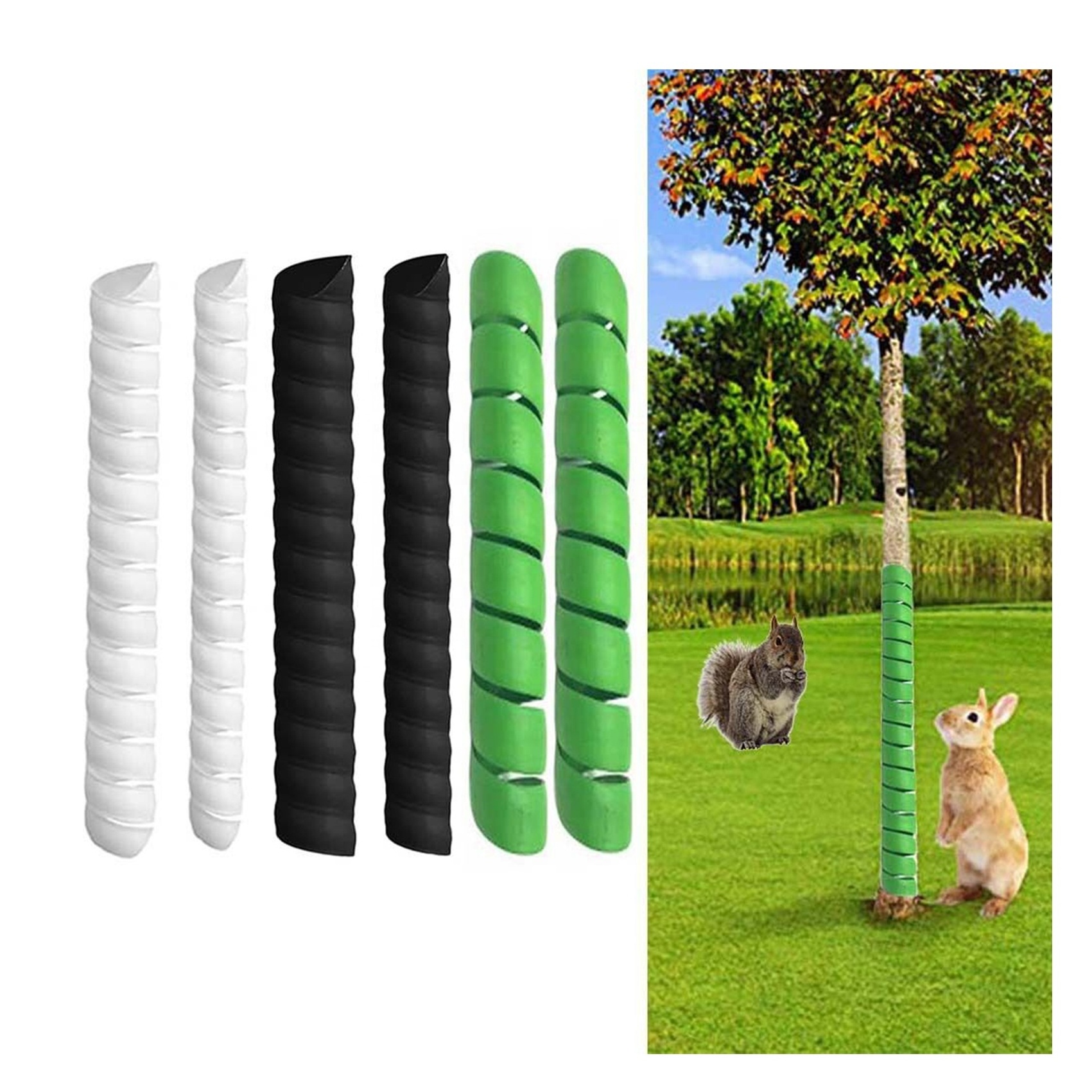 Tree Trunk Protector 2 Size Plastic Spiral Tree Bark Protector Tube Wraps Saplings Plants from Deer Tree Guards Trunk Protector