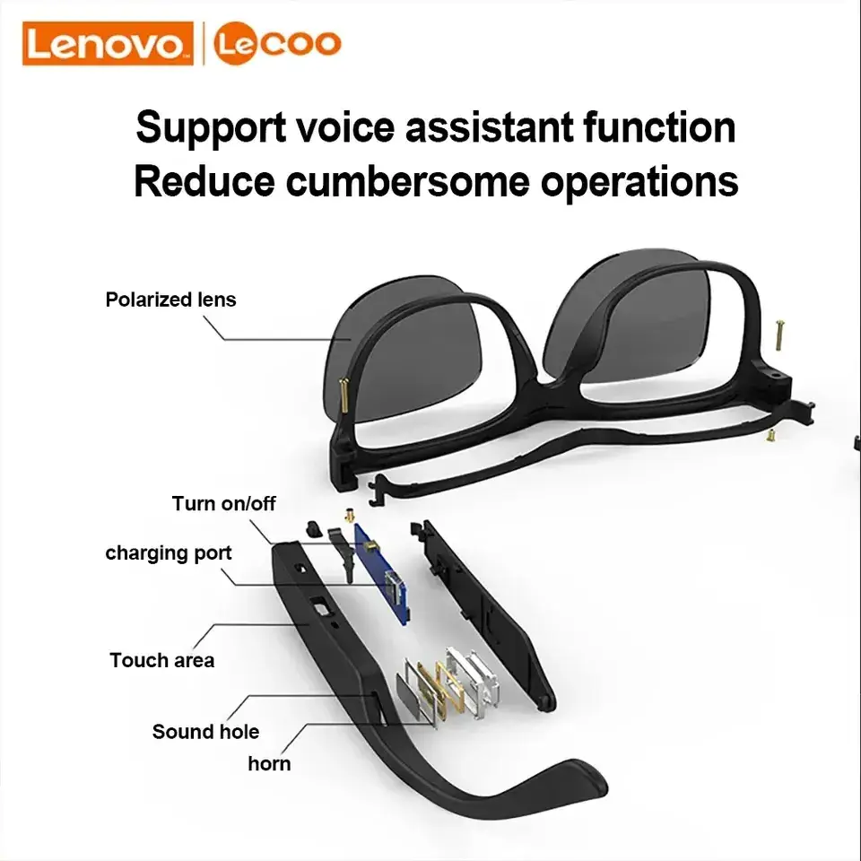 Lecoo C8 smart Wireless  Unisex Polarized Sunglasses Bone Conduction Headphones Audio Headsets Smart Audio Music Glasses