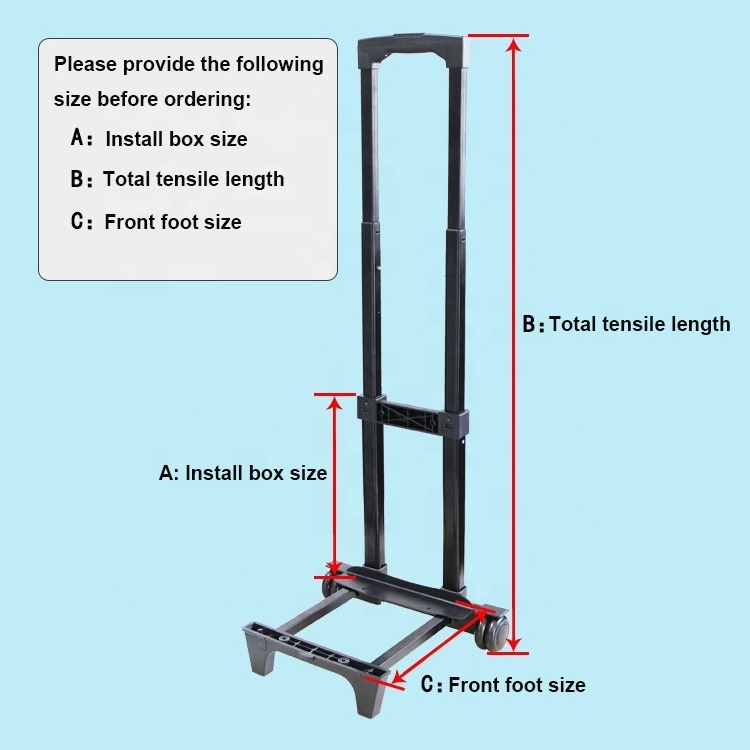 Heavy Duty Aluminum Telescopic trolley Handle/100kg Durable External telescopic handle/Retractable Luggage parts Pull Handle