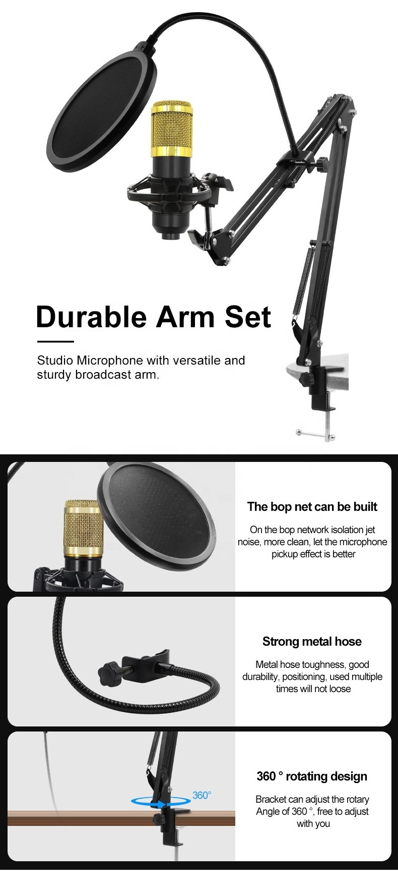 Wireless Capacitor Microphone Set V8 Mobile Phone Sound Card USB Cantilever Bracket Live Streaming Internet Celebrity Hosting