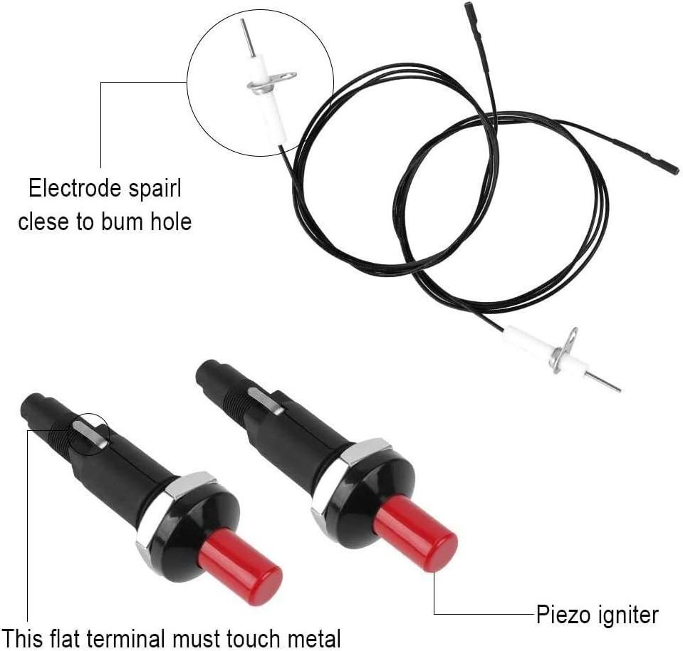 EZONE Push Button Piezo Ignition Spark Lighter Fire Starter for Gas Fireplace Grill Oven BBQ Heater with 39'' Cable