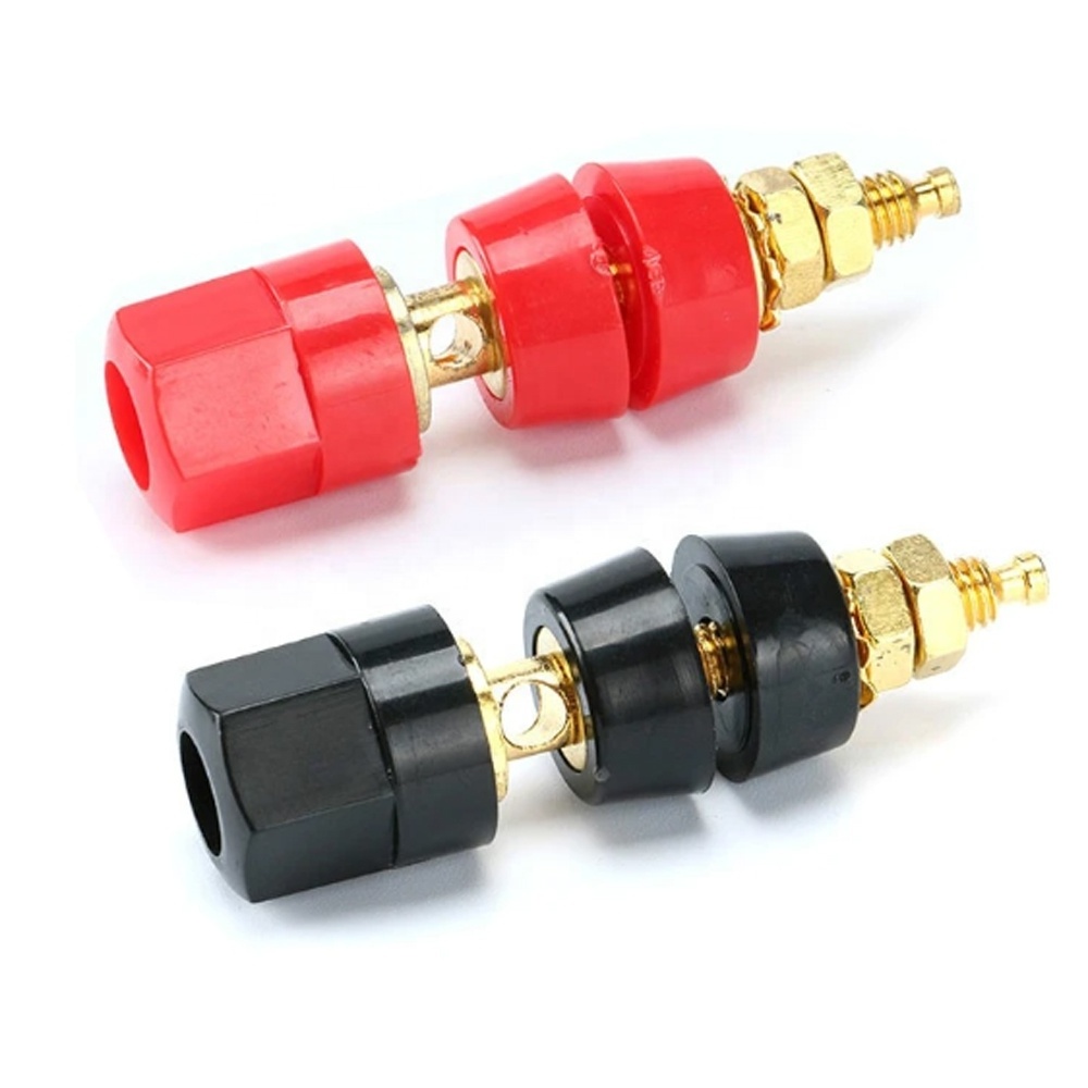 1pair(black+red) Terminals Red Black Connector Amplifier Terminal Binding Post 4MM Banana Speaker Plug Jack Adapter Socket