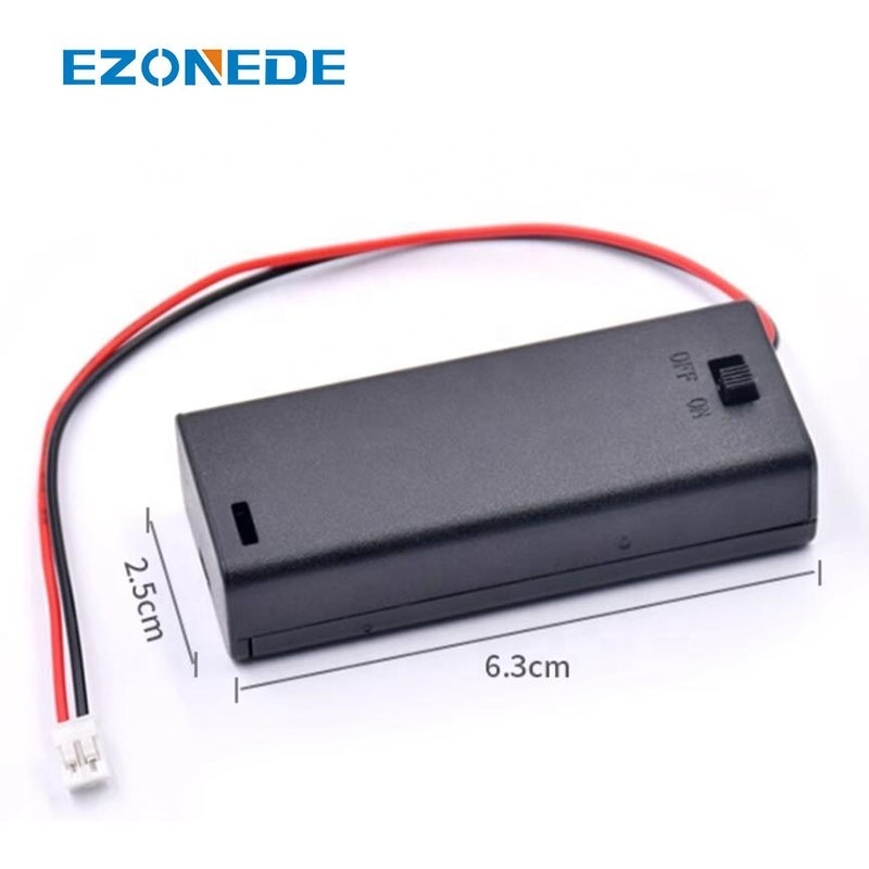 AAA Battery Holder with Switch ON Off Case Back Cover with Cord Wire Leads 2X 1.5V 3 Volt Batteries Charger Holder 2AAA