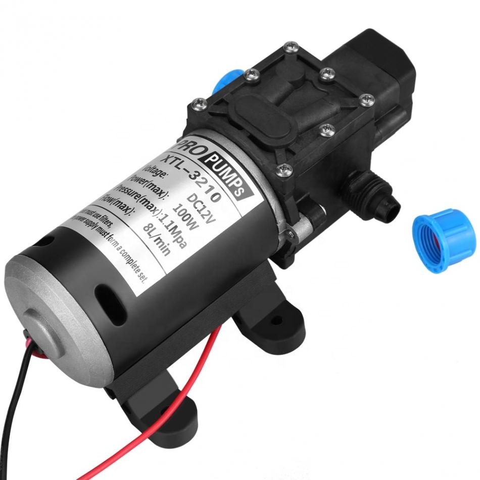 DC 12V 160PSI 8L/Min Water Pump High Pressure Diaphragm Self Priming Pump 100W Automatic Switch for Car Washing Spray Water Pump