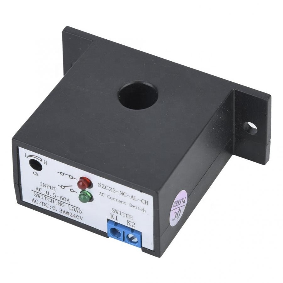 AC Current Sensing Switch SZC25-NC-AL-CH Self Supply Adjustable Normally Close Current Sensing Switch AC 0.5-50A