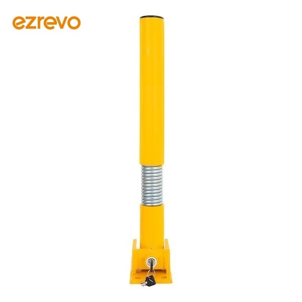 Manual Operated Spring yellow folding down traffic security removable parking post pole bollard