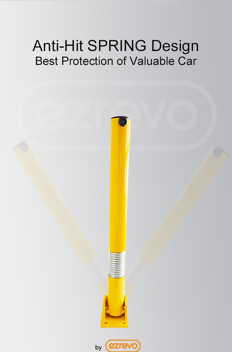 Manual Operated Spring yellow folding down traffic security removable parking post pole bollard