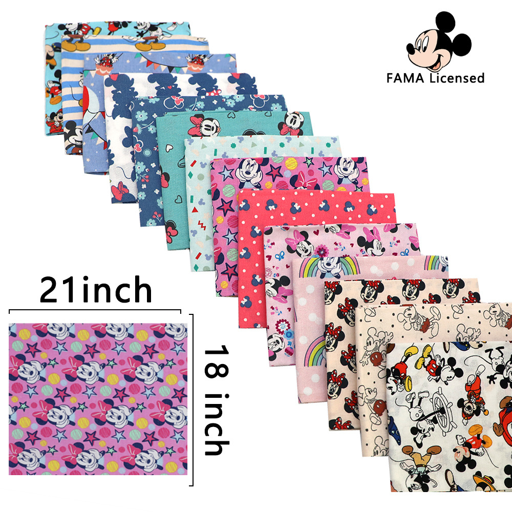 Custom fama certificate mickey mouse cotton fabrics by the yard and fat quarters with quilted