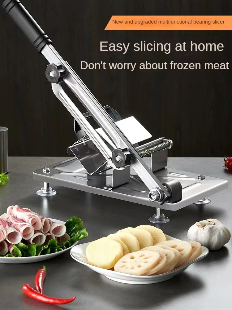 Home Cooking Hot Pot Shabu BBQ Manual Frozen Meat Vegetable Fruit Stainless Steel Meat Beef Mutton Roll Slicer Cutter