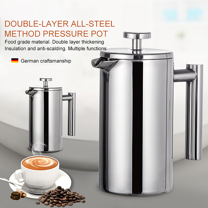 Percolator Coffee Maker Double Wall Thermal Insulation Kettle Dallah Arabic Turkish Stainless Steel French Press Coffee Pot