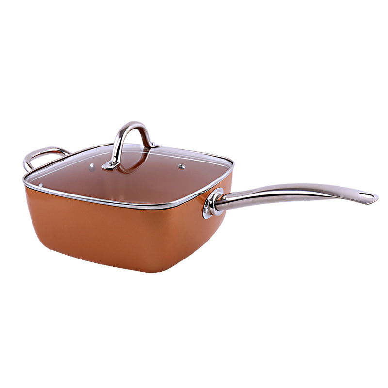 11 pcs/set Frying Pan Copper Cookware Ceramic Induction Skillet Nonstick Cooking Oven & Dishwasher Safe Square Pot Set