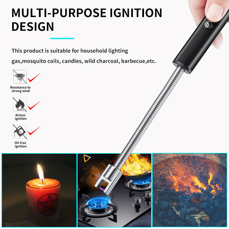 Dual Arc Camping Cooking Fireworks Candle Longer 360 Flexible Neck USB Rechargeable Flameless Kitchen LED Electronic Lighter