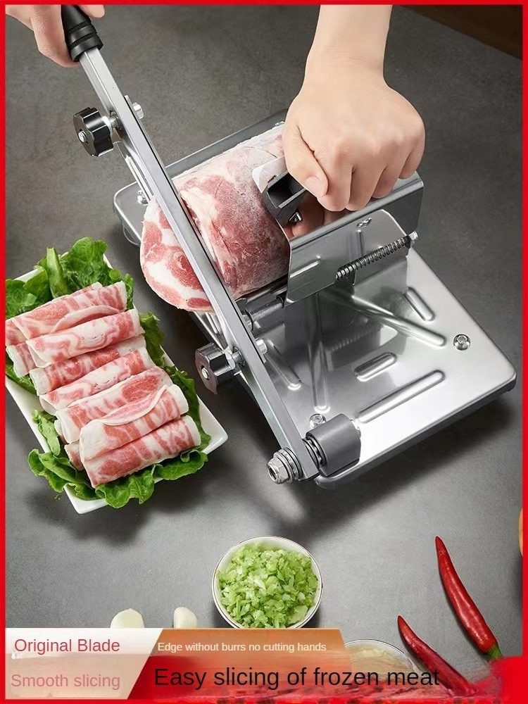 Home Cooking Hot Pot Shabu BBQ Manual Frozen Meat Vegetable Fruit Stainless Steel Meat Beef Mutton Roll Slicer Cutter