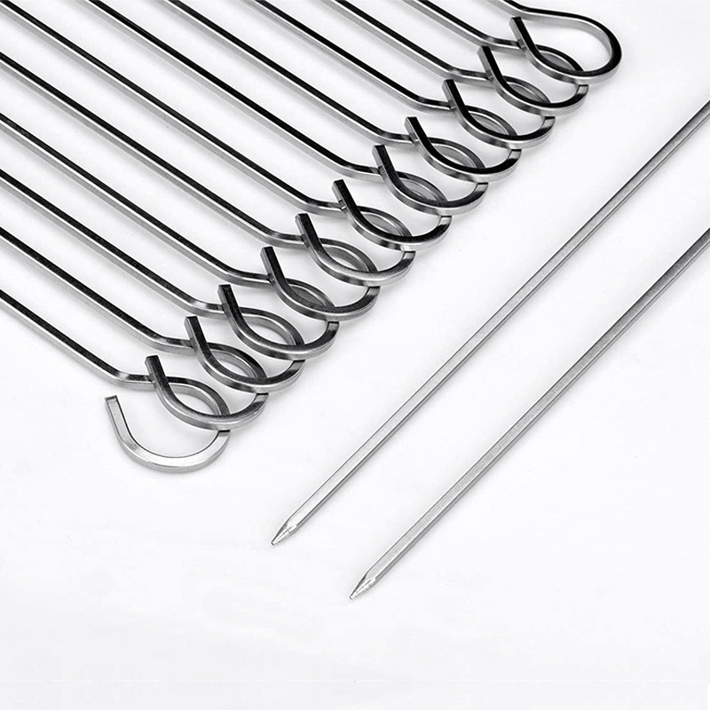 Wholesale Brochette Stainless Steel Barbecue Skewers Stick Needle Bbq Grill Skewers for Bbq Tool Accessories