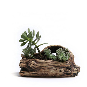 Ceramic Driftwood Stump Log Concrete Planter Flower Pot Planters Succulent Cactus Plant Container Planter Bonsai Pot