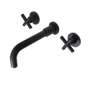 Classic 2 handles black concealed basin faucet bathroom 3 hole wall mounted black basin faucet