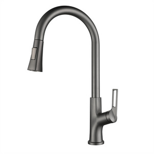 Commercial rotatable 3 way  kitchen sink faucet with  pull out sprayer attachment