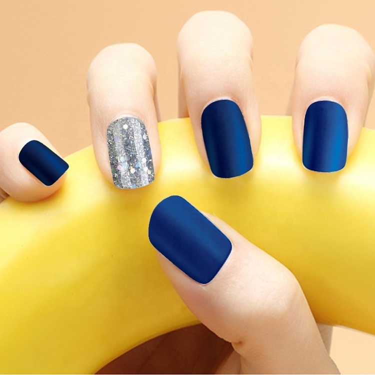 Fengshangmei Shiny Glitter Fake Nails No Glue Curved Nail Tips Colorful Sequins Press on Nails