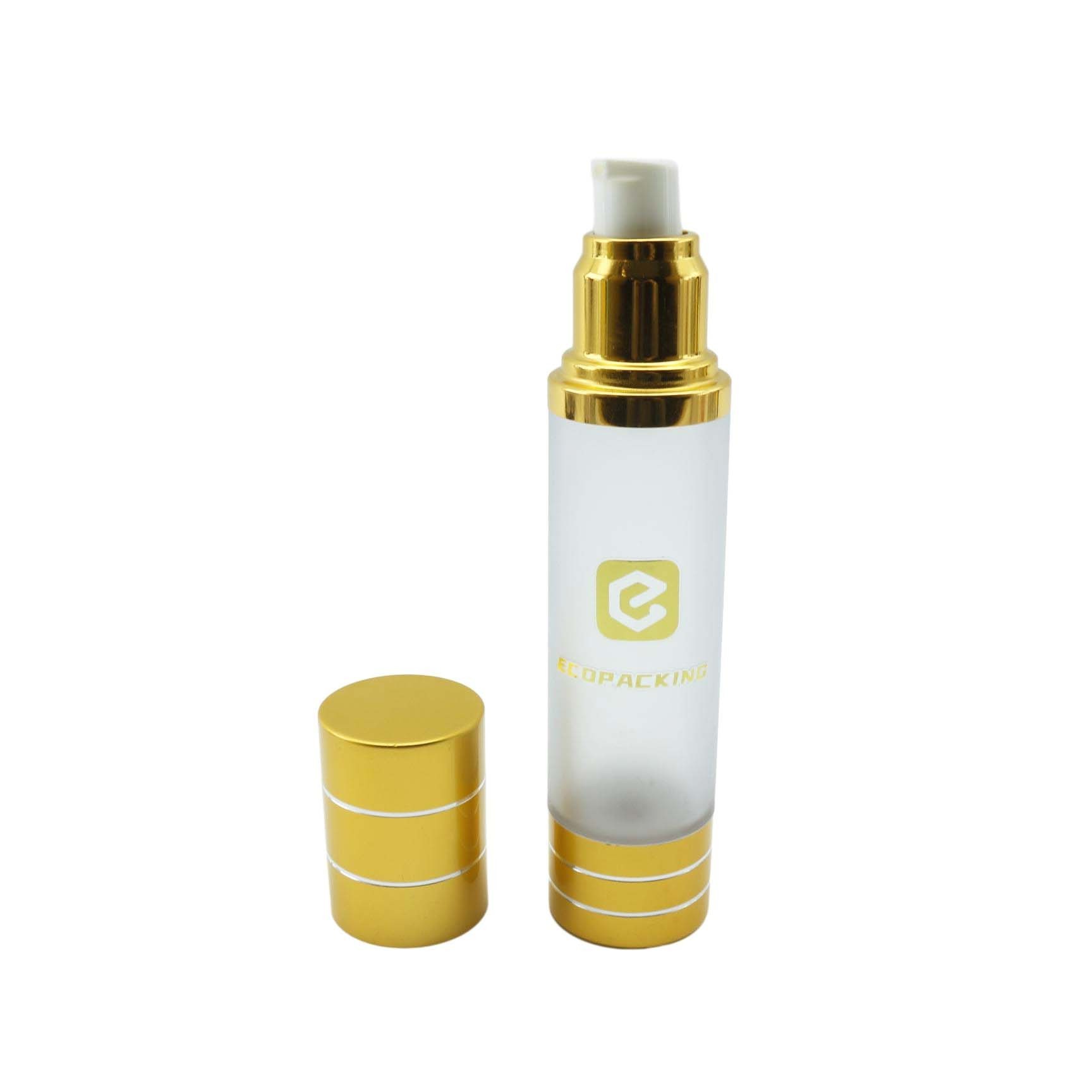 Eco-friendly reuse 15ml 30ml 50ml lotion airless pump bottle white gold silver emulsion eye cream vacuum bottle cosmetic bottle